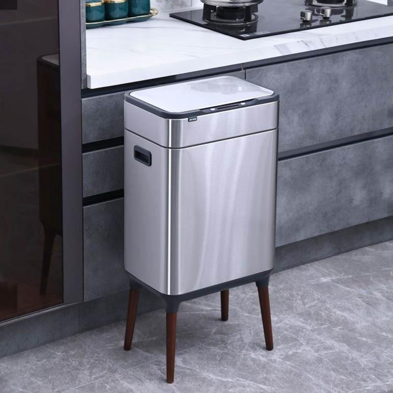 Відро для сміття сенсорне JAH на ніжках з внутрішнім відром 40 л Металік - фото 5