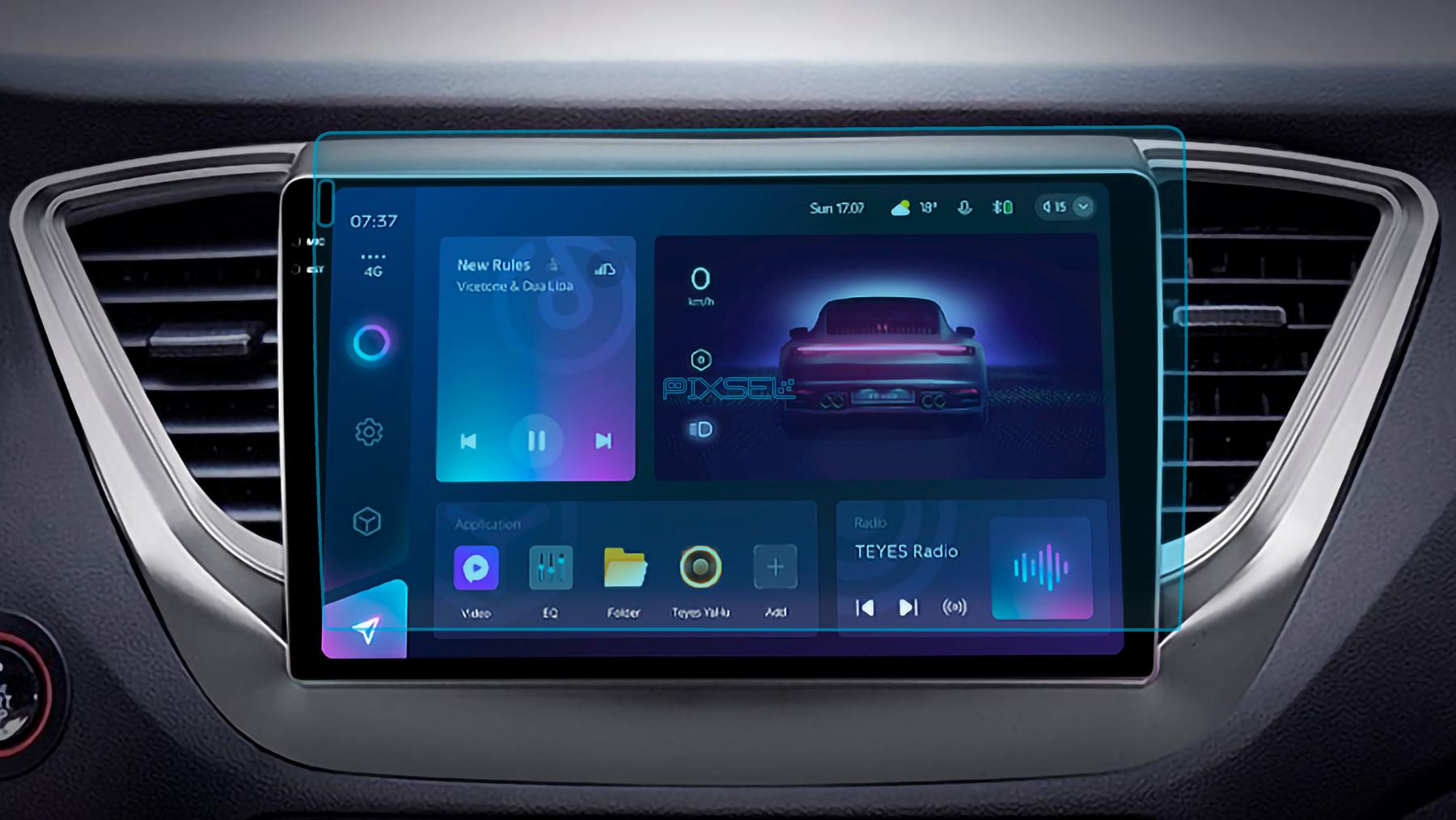 Стекло защитное Pixsel гибридный глянец на монитор TEYES CC3 2K 10“