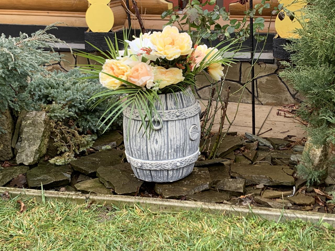 Садовая фигура/статуэтка Ваза бочка из цемента ручная работа 34 см (200096) Садовая фигура/статуэтка Ваза бочка из цемента ручная работа 34 см (200096)