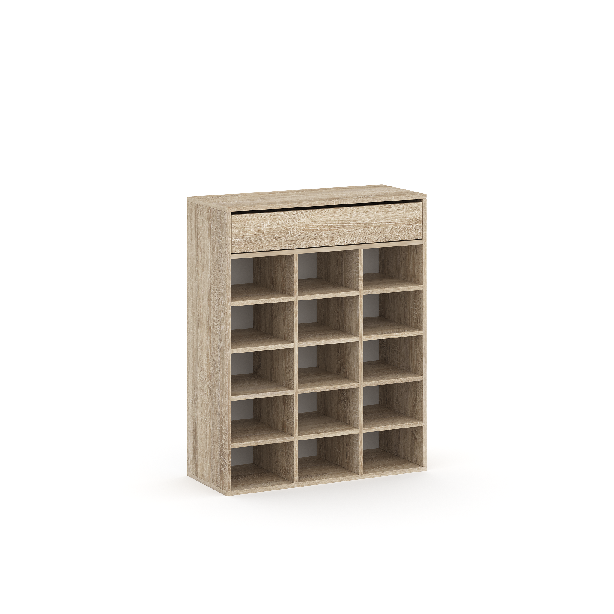 Полиця для взуття 80х33х100 см 15 комірок 1 ящик Белла дуб сонома