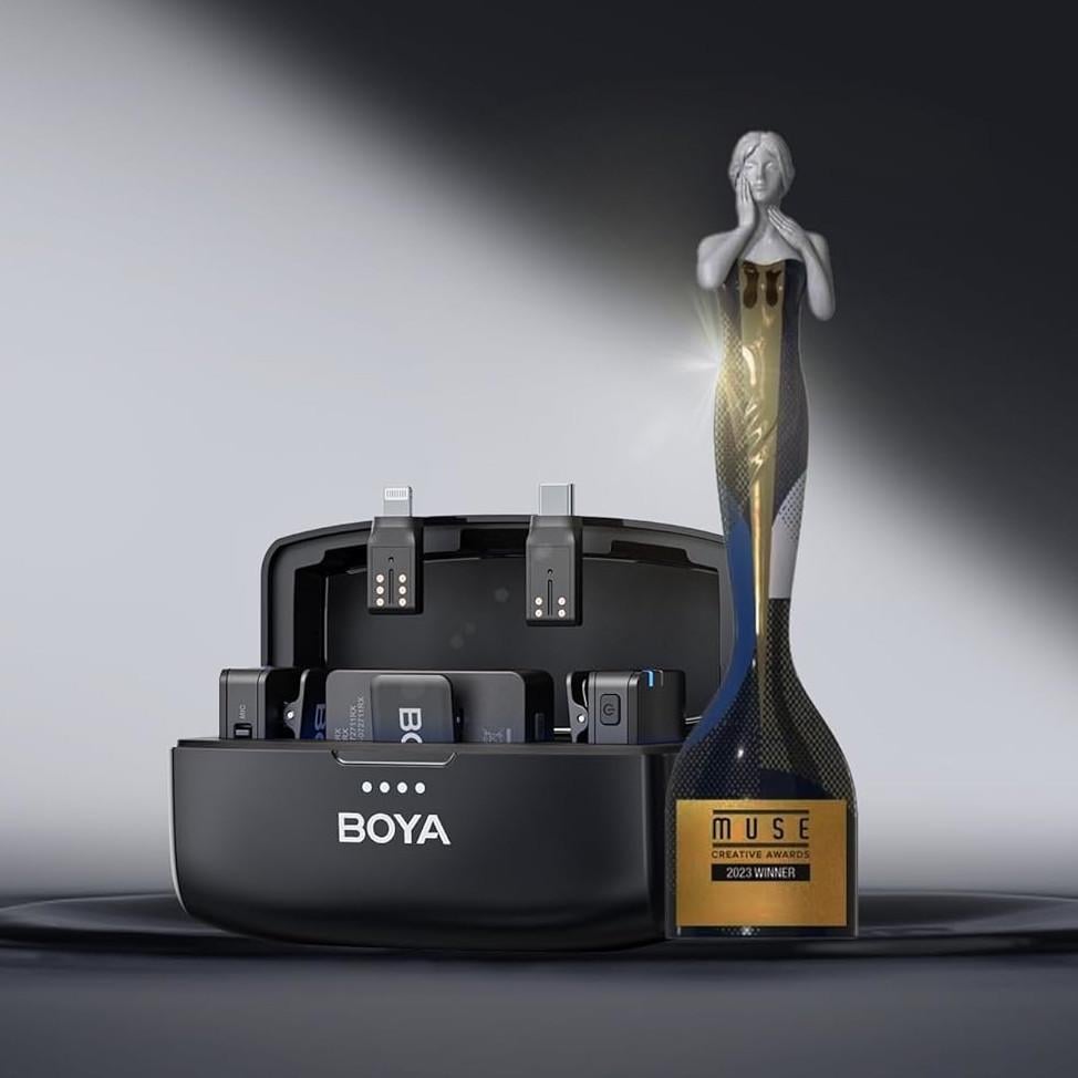 Микрофон беспроводной для телефона/камеры Boya BOYAMIC двойной рекордер Type-C Lightning (2418669944) - фото 8