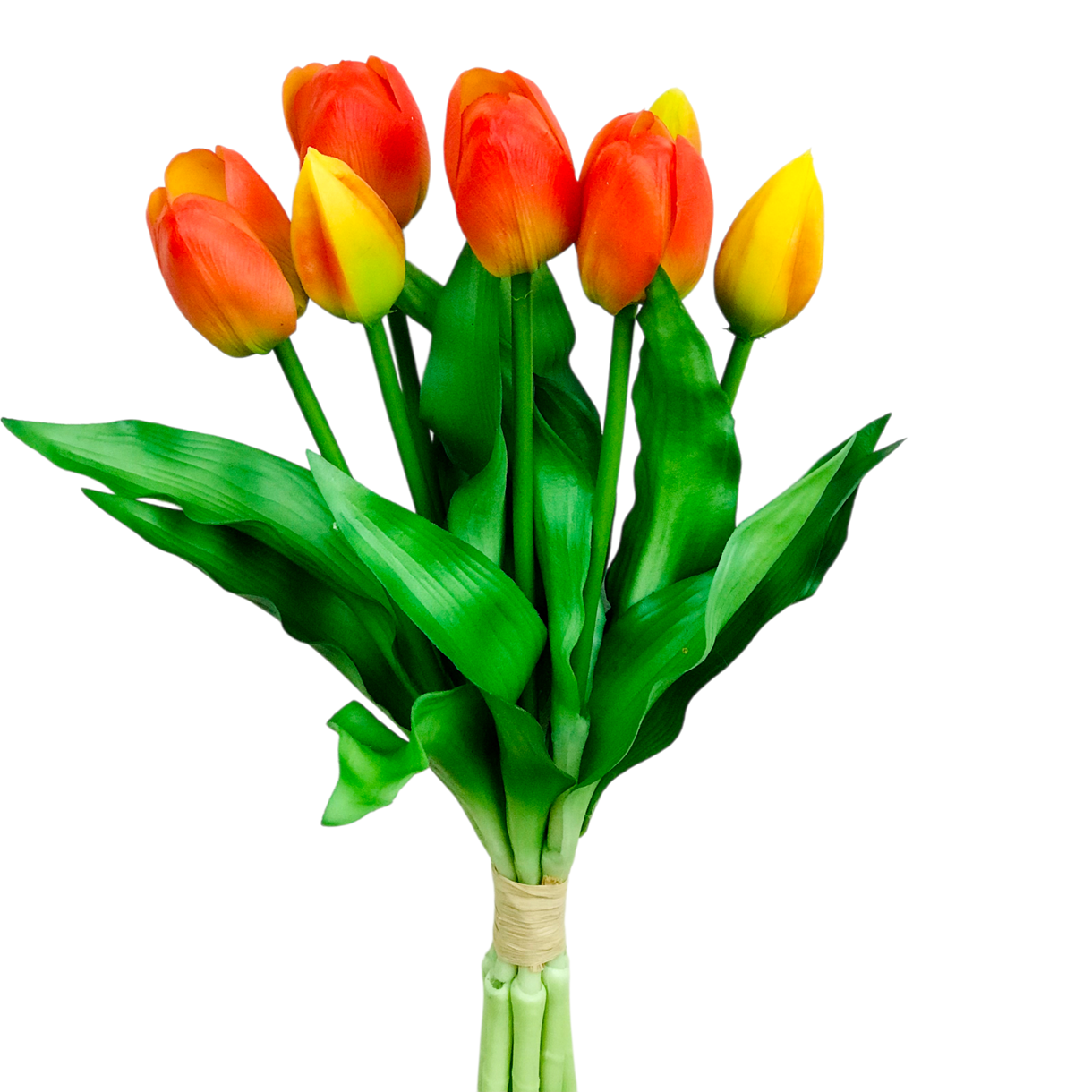 Искусственный карликовый тюльпан 7 голов 30 см латекс Оранжевый