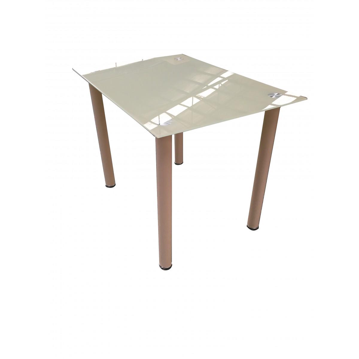 Стол кухонный для гостиной Woody Корфу М 120x70​​​​​​​ стекло/металл цвет кремовый