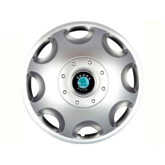 Автомобильные колпаки SKS 300 R15 с логотипом Skoda 4 шт. Серебристый