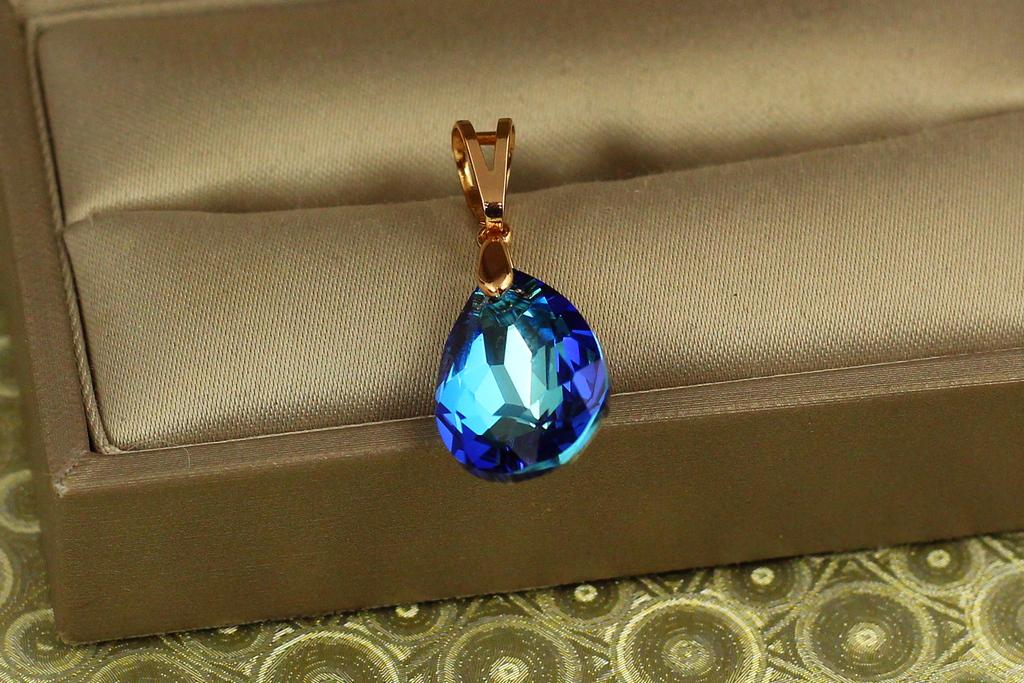 Кулон Xuping Jewelry Велика крапля із синім каменем Сваровські 1,9 см Золотистий (31936713)