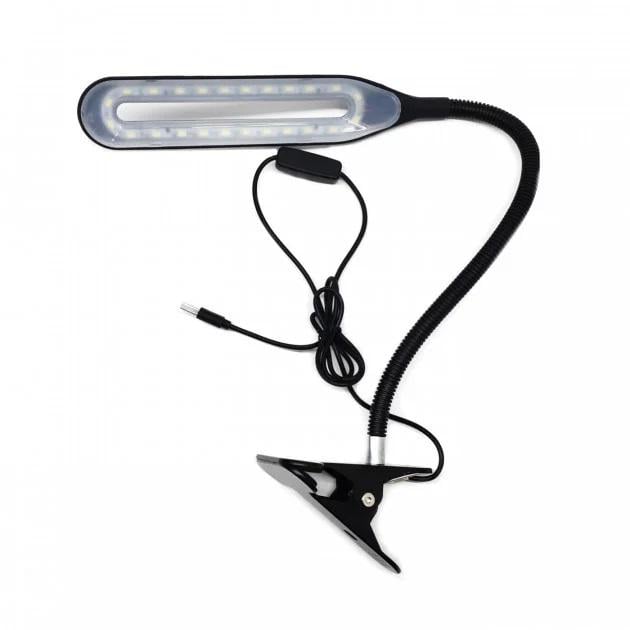 Светодиодная настольная лампа USB гибкая на прищепке 24 LED UKC XSD 206 черная