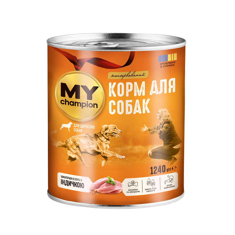 Корм влажный MY champion кусочки с индейкой для собак 1240 г (2998381605)
