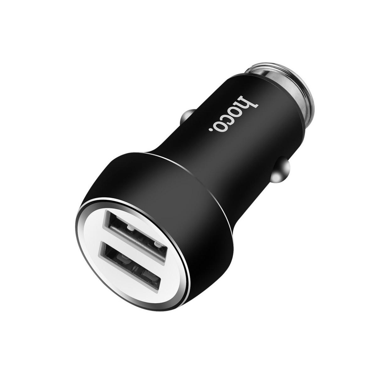 Зарядний пристрій автомобільний Hoco Z7 Kingkong dual USB car charger 2 USB 2.4 A Black (01296)