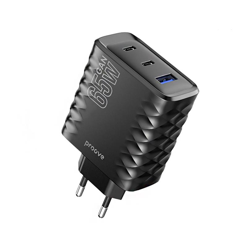 Зарядное устройство сетевое Proove Speed ​​Surge Gan 65W USB/2 Type-C Черный (55808 black)