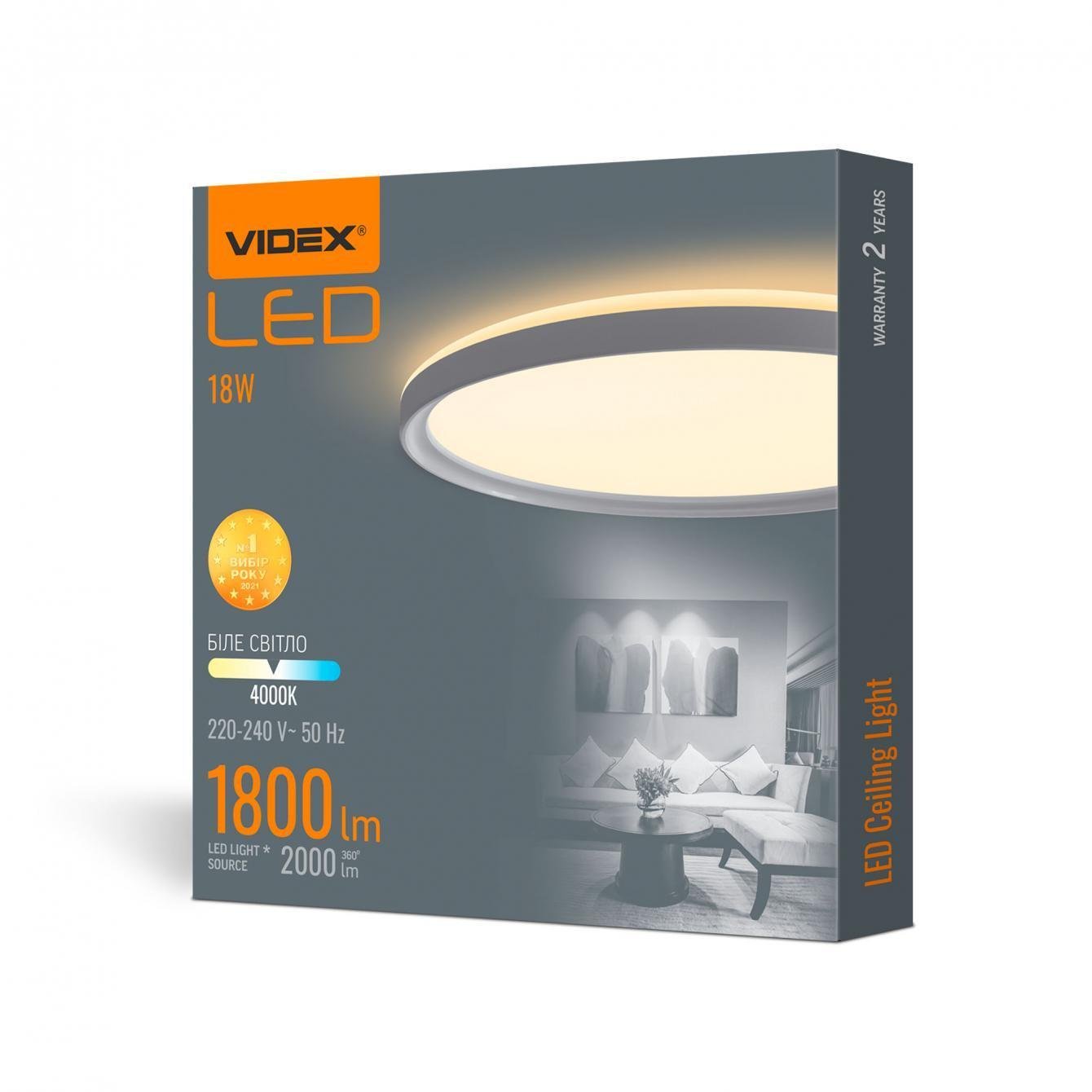 LED-светильник VIDEX с декоративной подсветкой 18W 4000K Белый (27551885)
