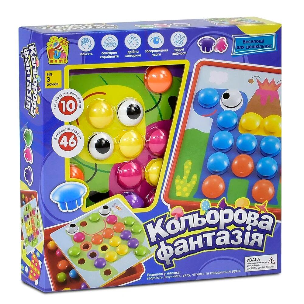 Детская мозаика 4FUN Game Club 7033 12/2 Цветная фантазия 10 платформ с рисунками в коробке 46 эл. (24685387)