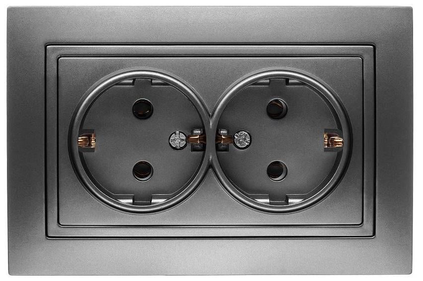 Розетка двухместная с заземлением MARSHEL ELEGANT RS16-380 Graffite