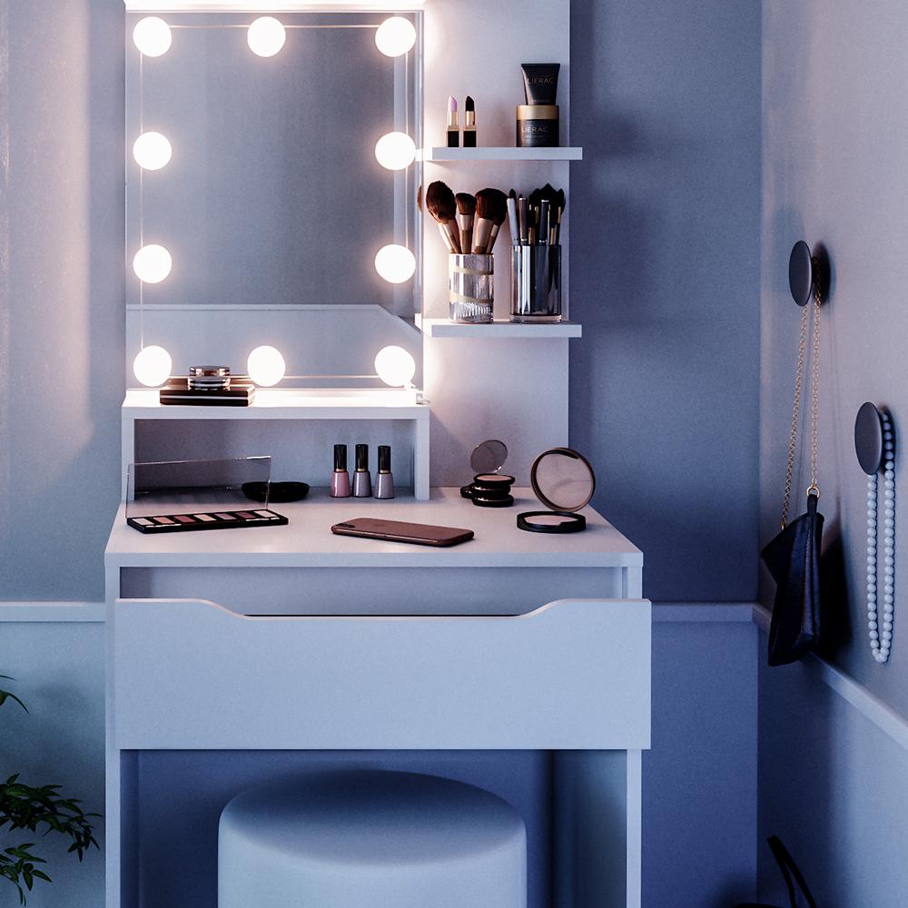 Мини туалетный столик Vicco Ruben с подсветкой и стулом Белый - фото 5 Мини туалетный столик Vicco Ruben с подсветкой и стулом Белый - фото 5