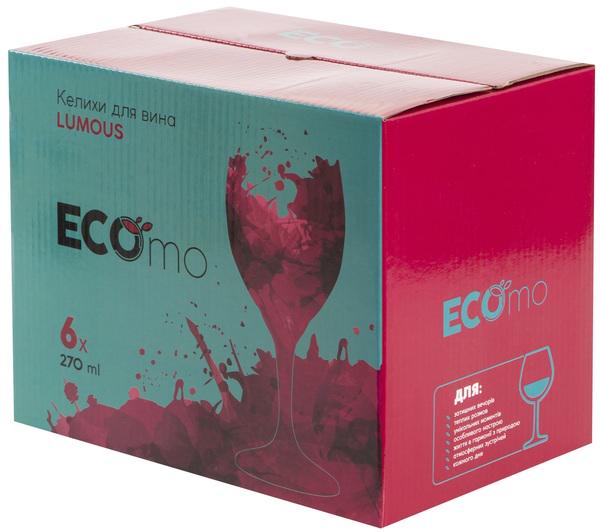 Набір келихів для вина Ecomo Lumous GB08R3108 270 мл 6 шт. (116812) - фото 3 Набір келихів для вина Ecomo Lumous GB08R3108 270 мл 6 шт. (116812) - фото 3