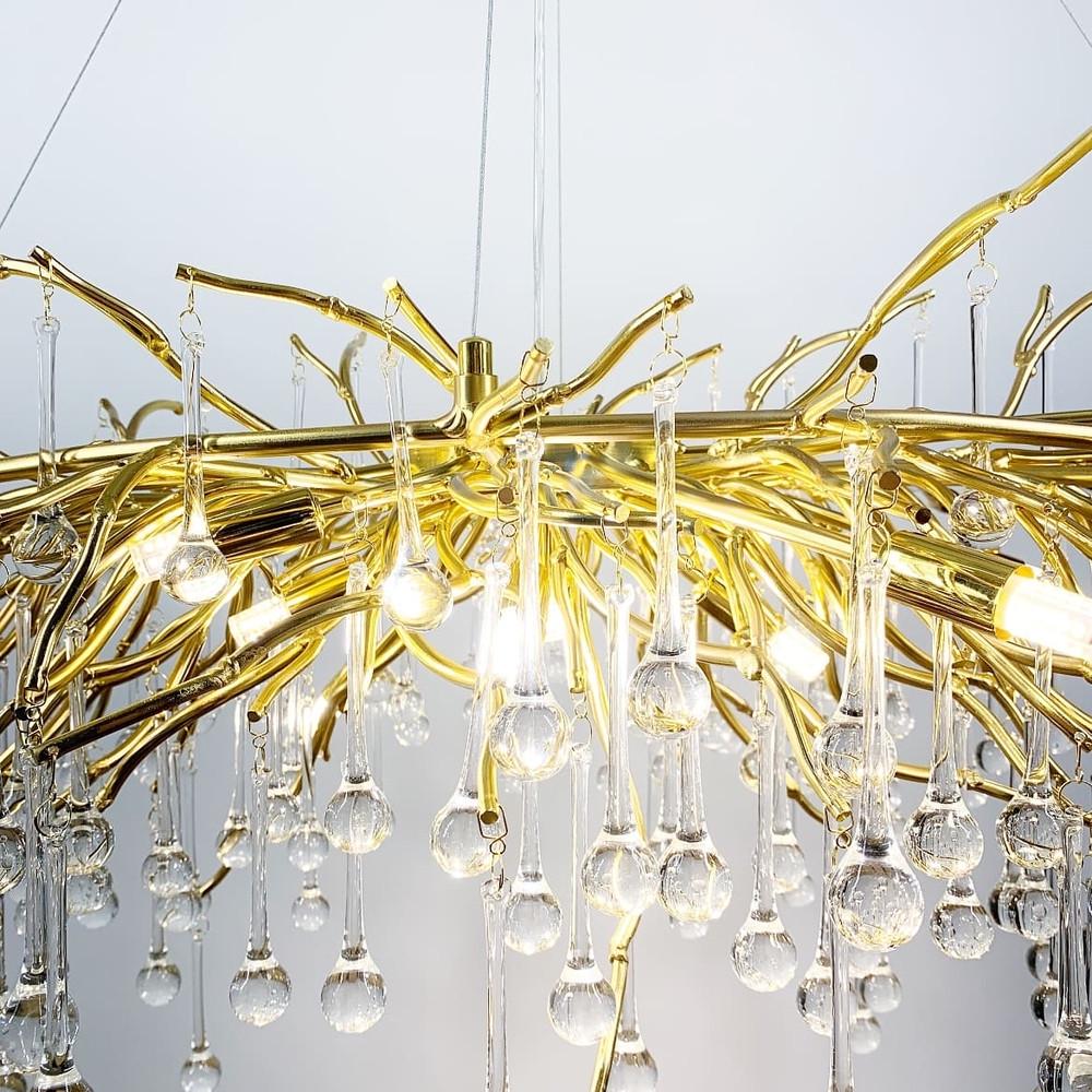 Люстра видовжена підвісна із кришталевими крапельками 100х50 см (704L GD/CL) - фото 5