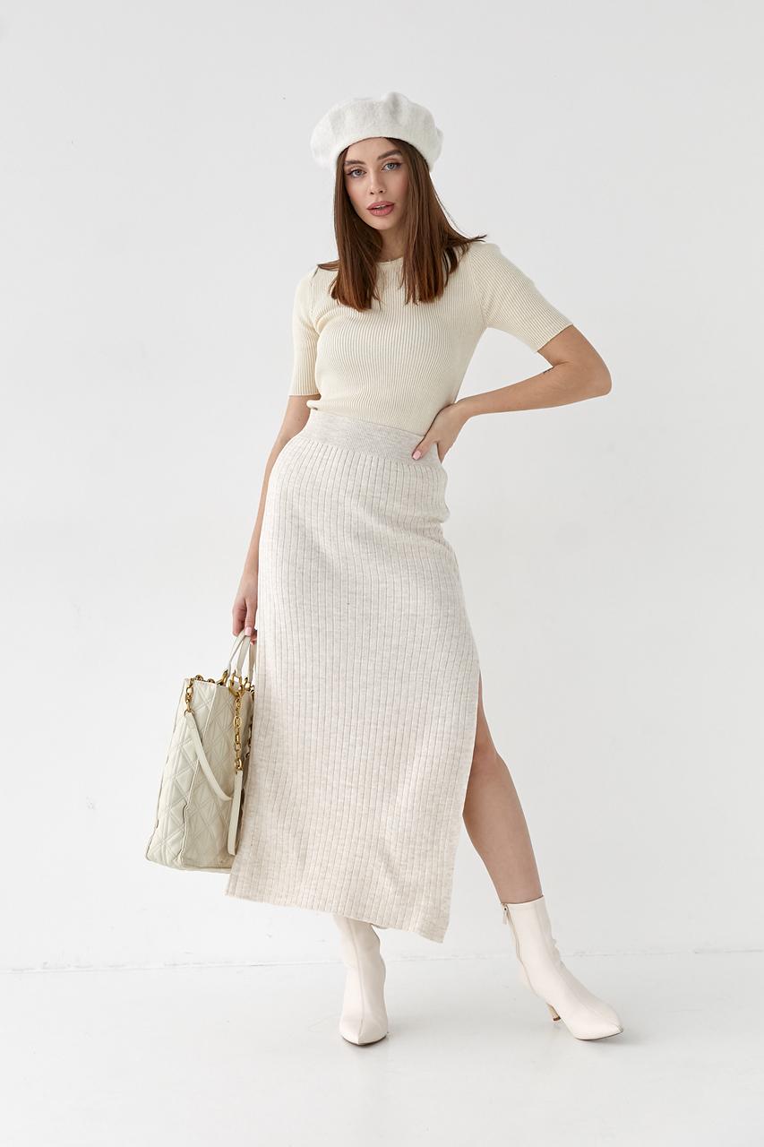 Юбка миди в рубчик M Бежевый (0199) - фото 2 Юбка миди в рубчик M Бежевый (0199) - фото 2
