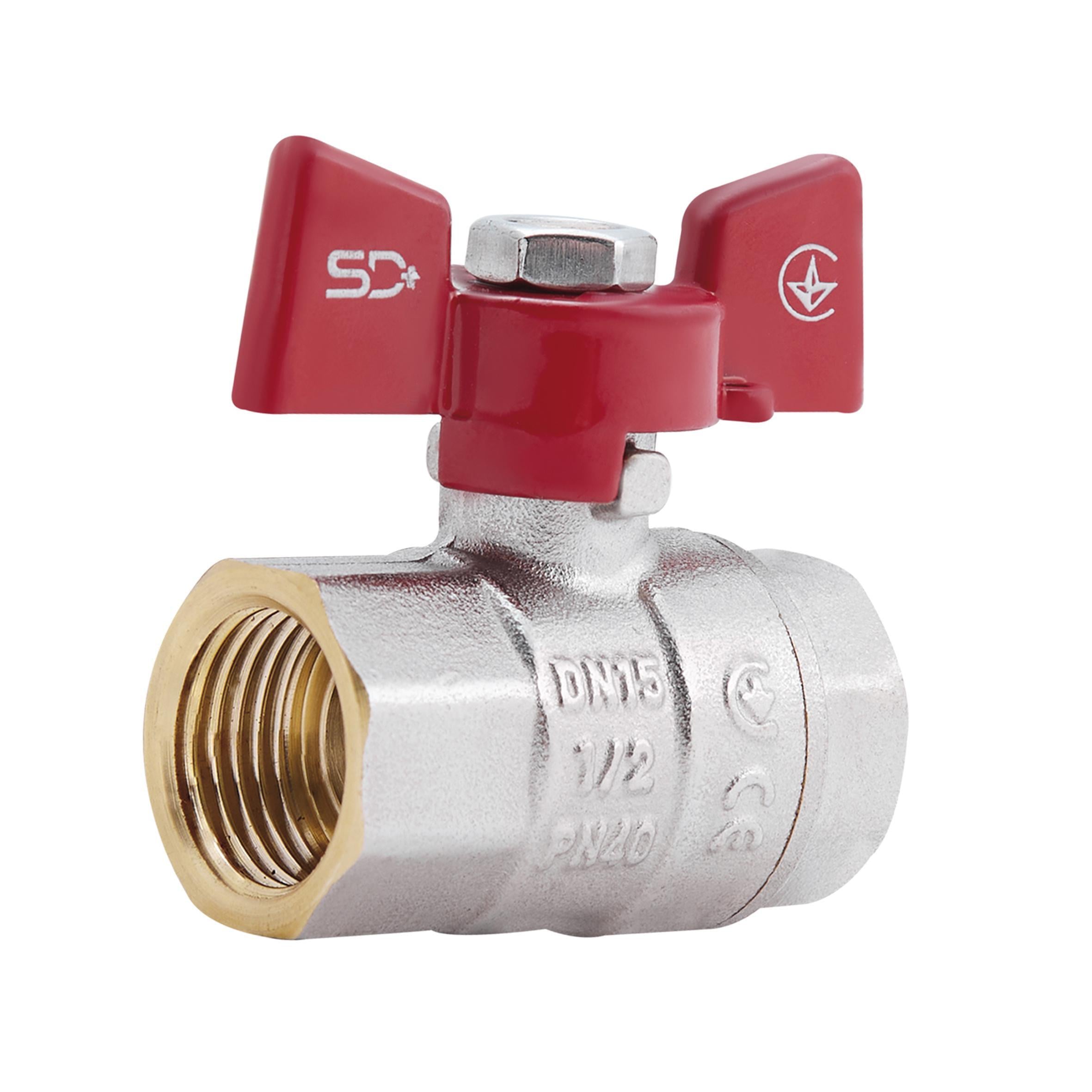 Кран шаровой для воды SD Plus 1/2" ВР бабочка (SD602NW15PN40)