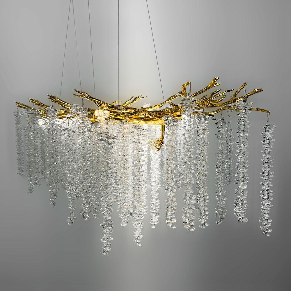 Люстра подвесная хрустальная Lighthouse LNF-17434/10P L цоколь G9 100 см Золотой