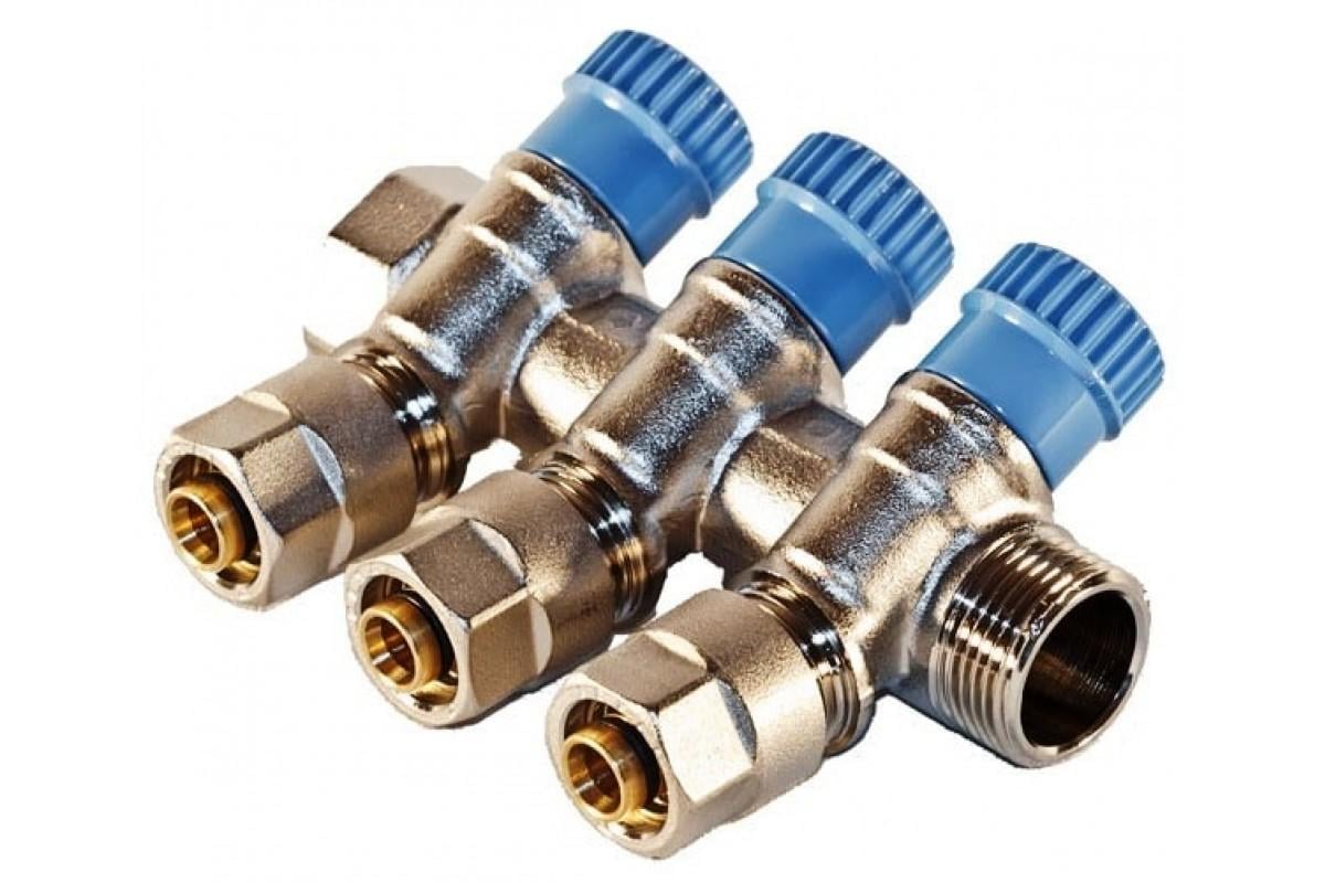 Колектор Valsir на 3 виводи з вентилями обратка 3/4" х 3 мм х 16 мм (558646343)