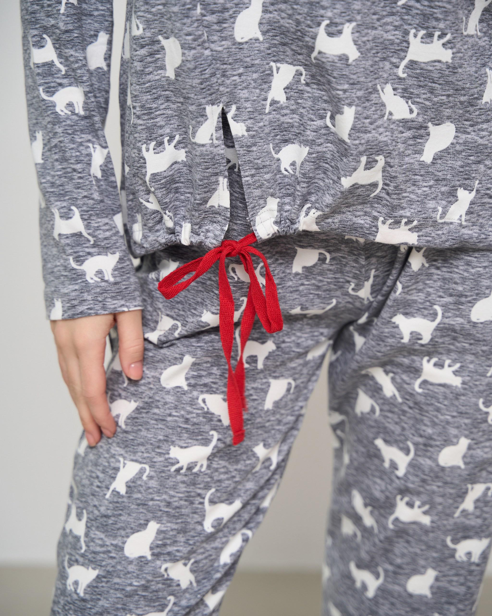 Пижама женская с брюками Котики S Светло-серый (96724) - фото 3 Пижама женская с брюками Котики S Светло-серый (96724) - фото 3