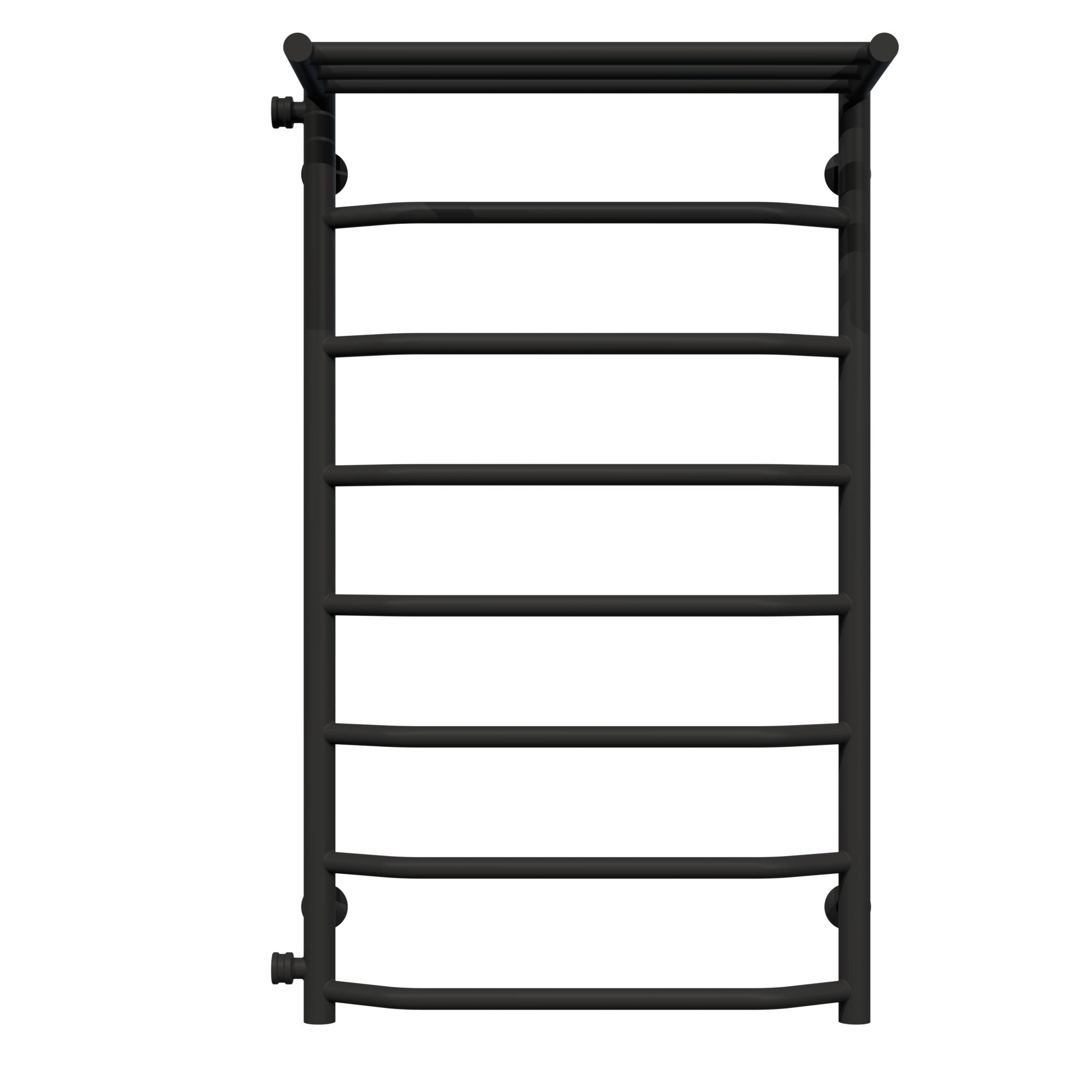 Полотенцесушитель водяной с полкой Deffi Трапеция П8 боковое левое подключение нержавеющая сталь 500х900 мм Черный (C.TP.90.50.8.B.B)