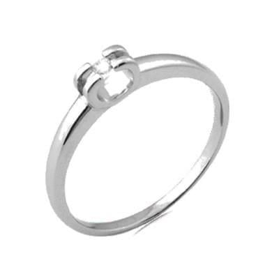 Кольцо серебряное с фианитом посередине и закрепкой р. 18