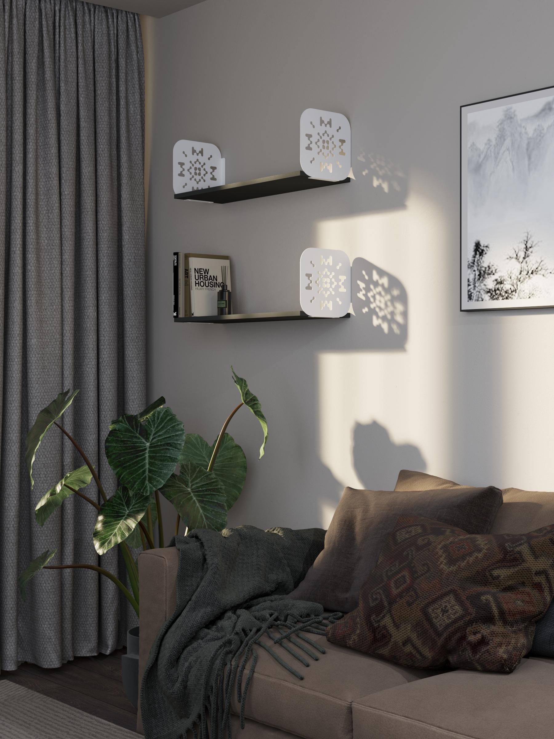 Полка навесная из ЛДСП 22х80х22 см Белый/Антрацит (380989)