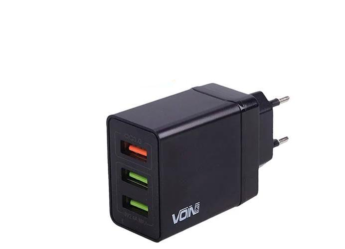 Зарядний пристрій для телефонів Voin LC-34830 30 W 3 USB QC3.0 (12755671)