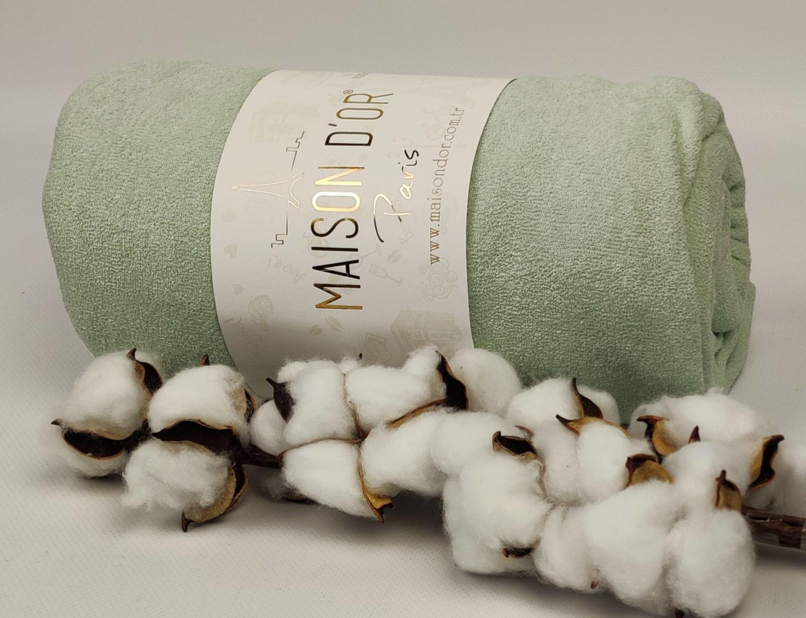 Простирадло на резинці Maison Dor 100x200 см з наволочками махра Green (CN23373)