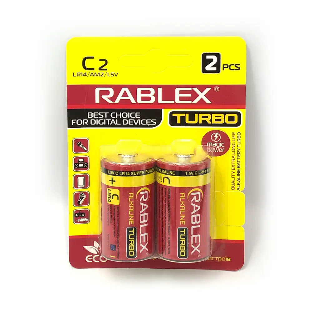 Батарейка Rablex LR14 TURBO ALKALINE С ТЕХПАК минибочка 20 шт.