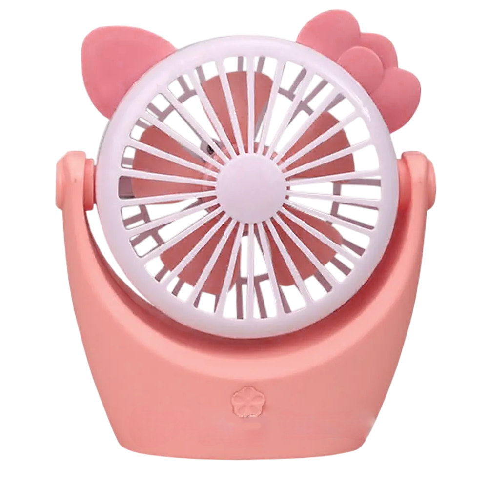 Вентилятор мини аккумуляторный настольный с подсветкой и зарядкой от USB или павербанка (05102)