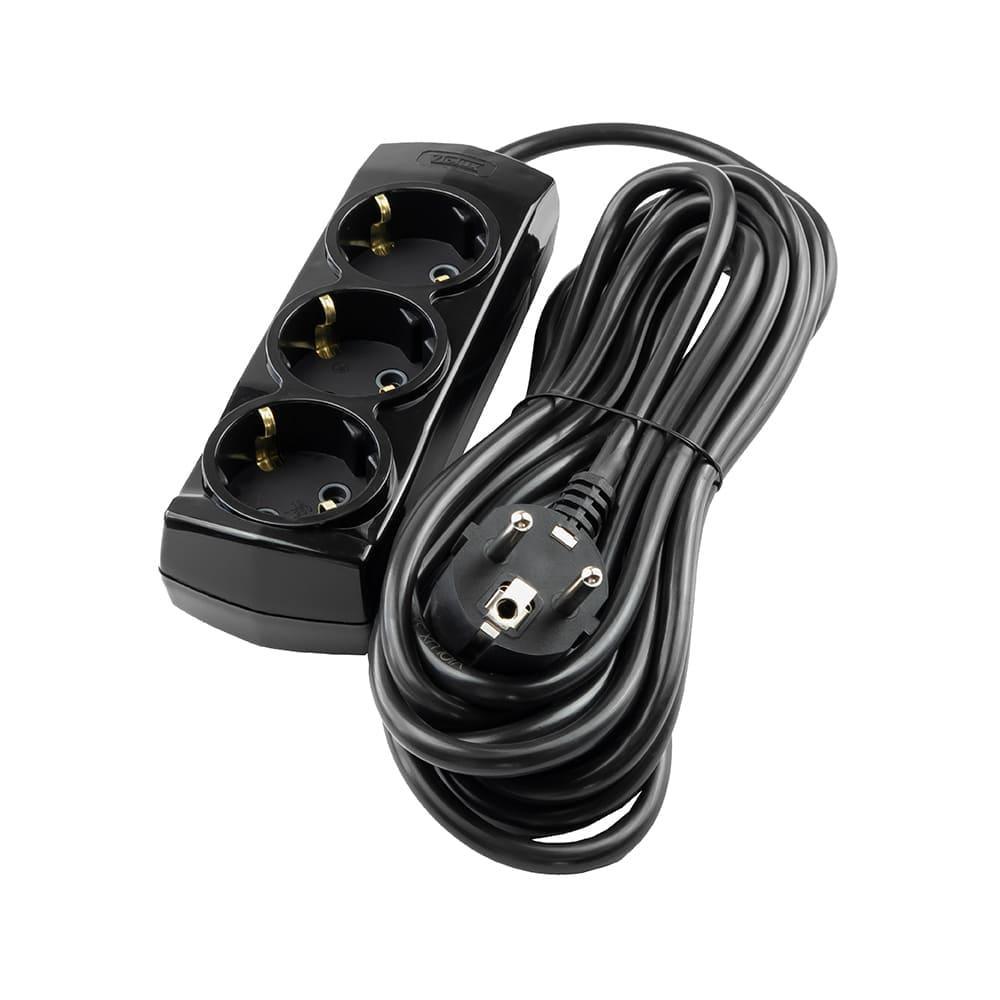 Подовжувач тримісний Violux з заземленням 5 м Чорний (920452)