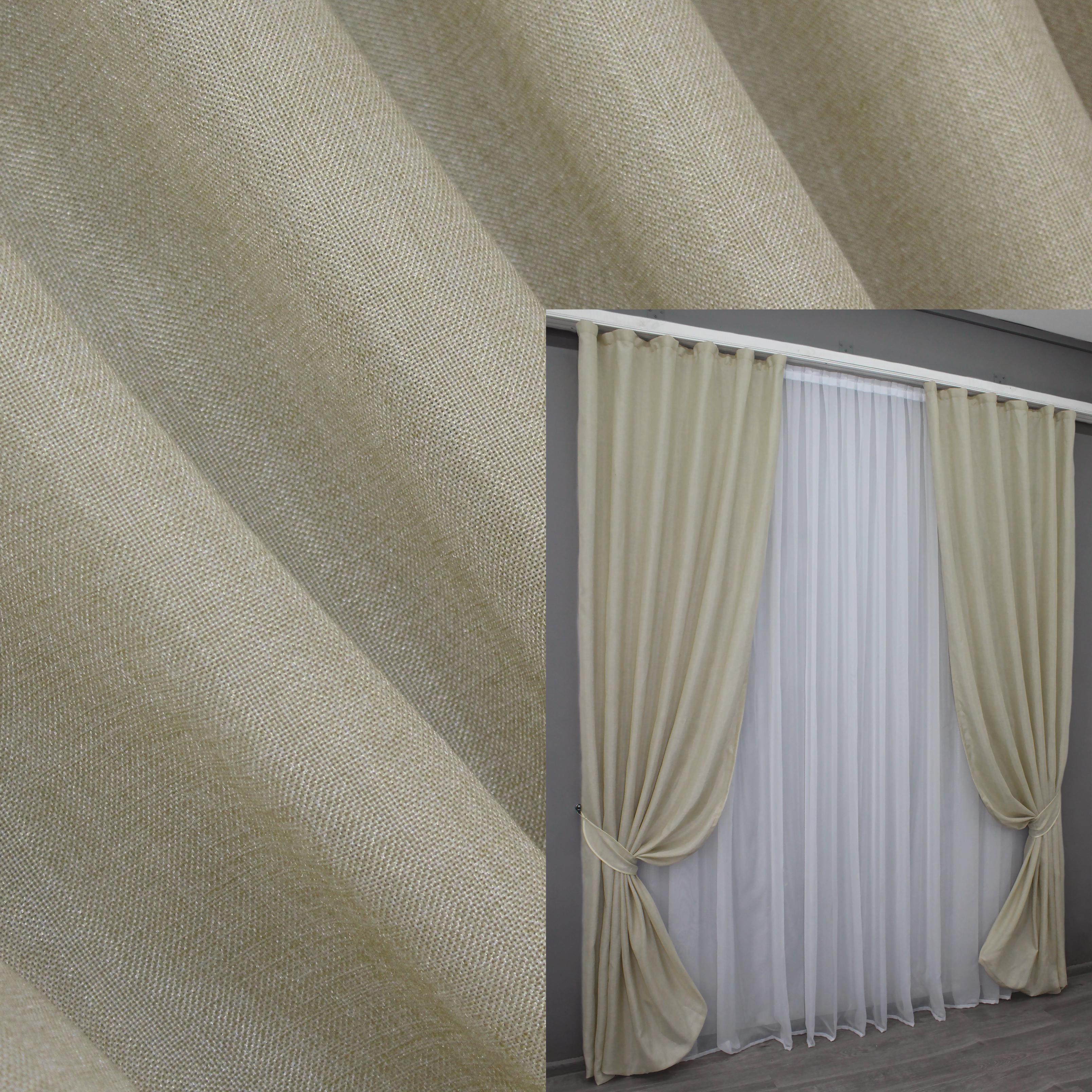 Комплект штор VR-Textil Мешковина № 114ш лен 150х270 см 2 шт. Бежевый (30-024) - фото 3 Комплект штор VR-Textil Мешковина № 114ш лен 150х270 см 2 шт. Бежевый (30-024) - фото 3