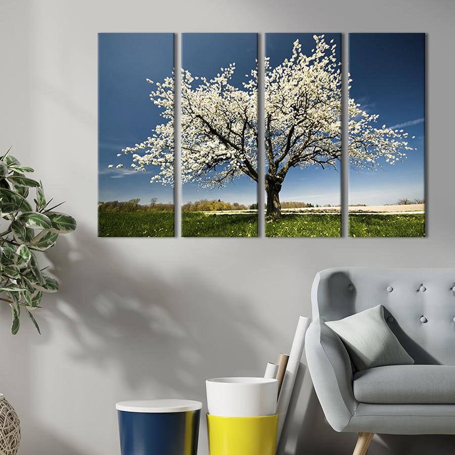 Модульная картина на холсте Полиптих Цветущее весеннее дерево 209x133 см (546-41)