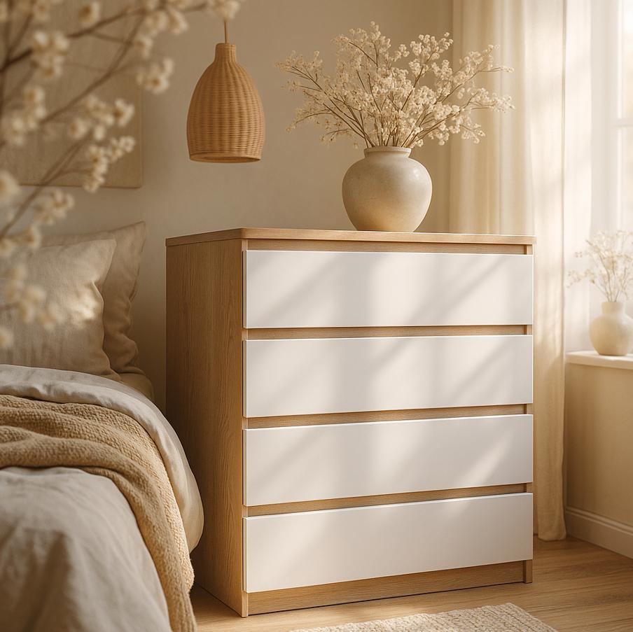 Комод Брайт Мастер Форм телескопические направляющие 900х376х950 мм Дуб сонома/Белый