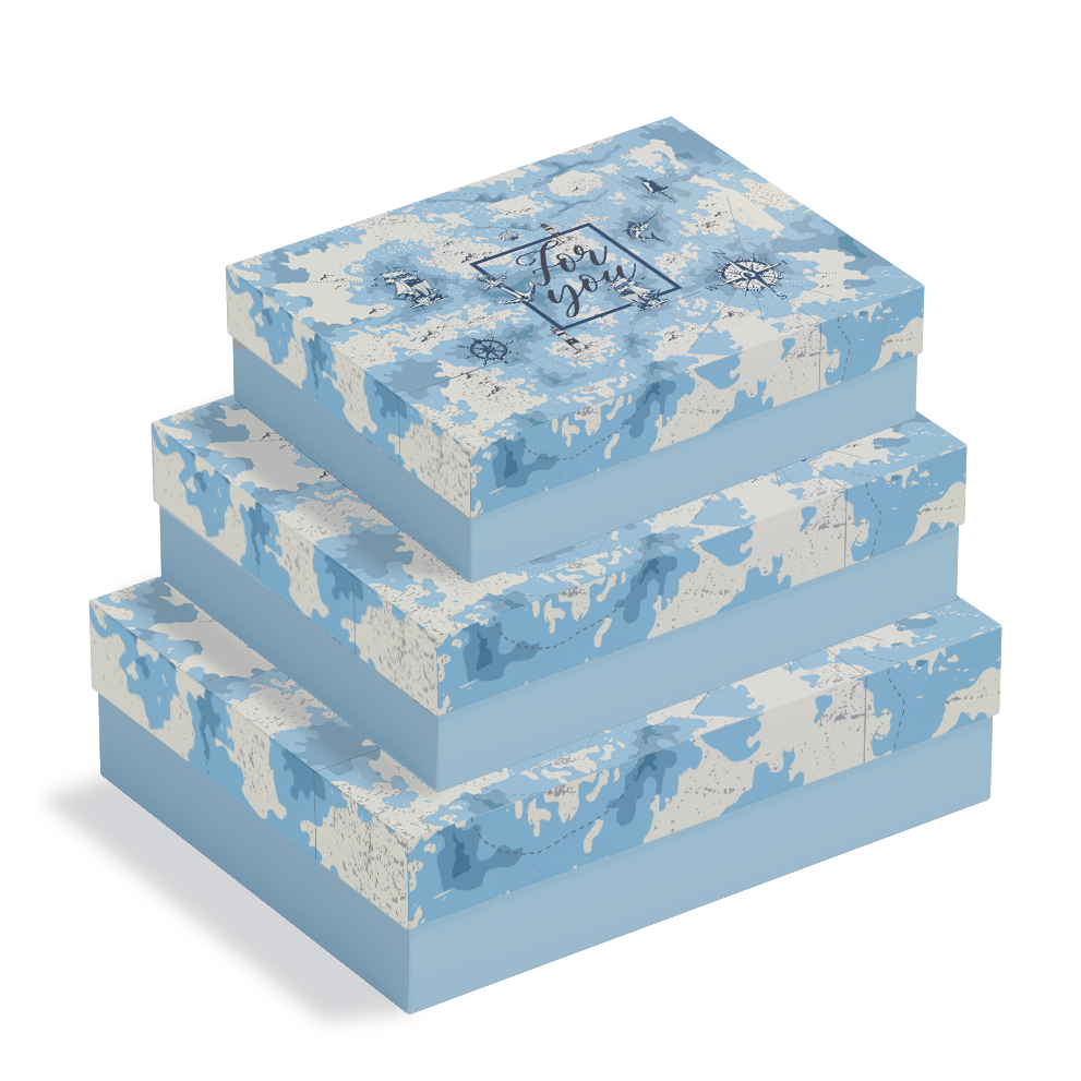 Набор подарочных коробок Stenson R33290B Ornament 23х16х10/21х14х8/19х12х7 см 3 шт. Blue (606772)