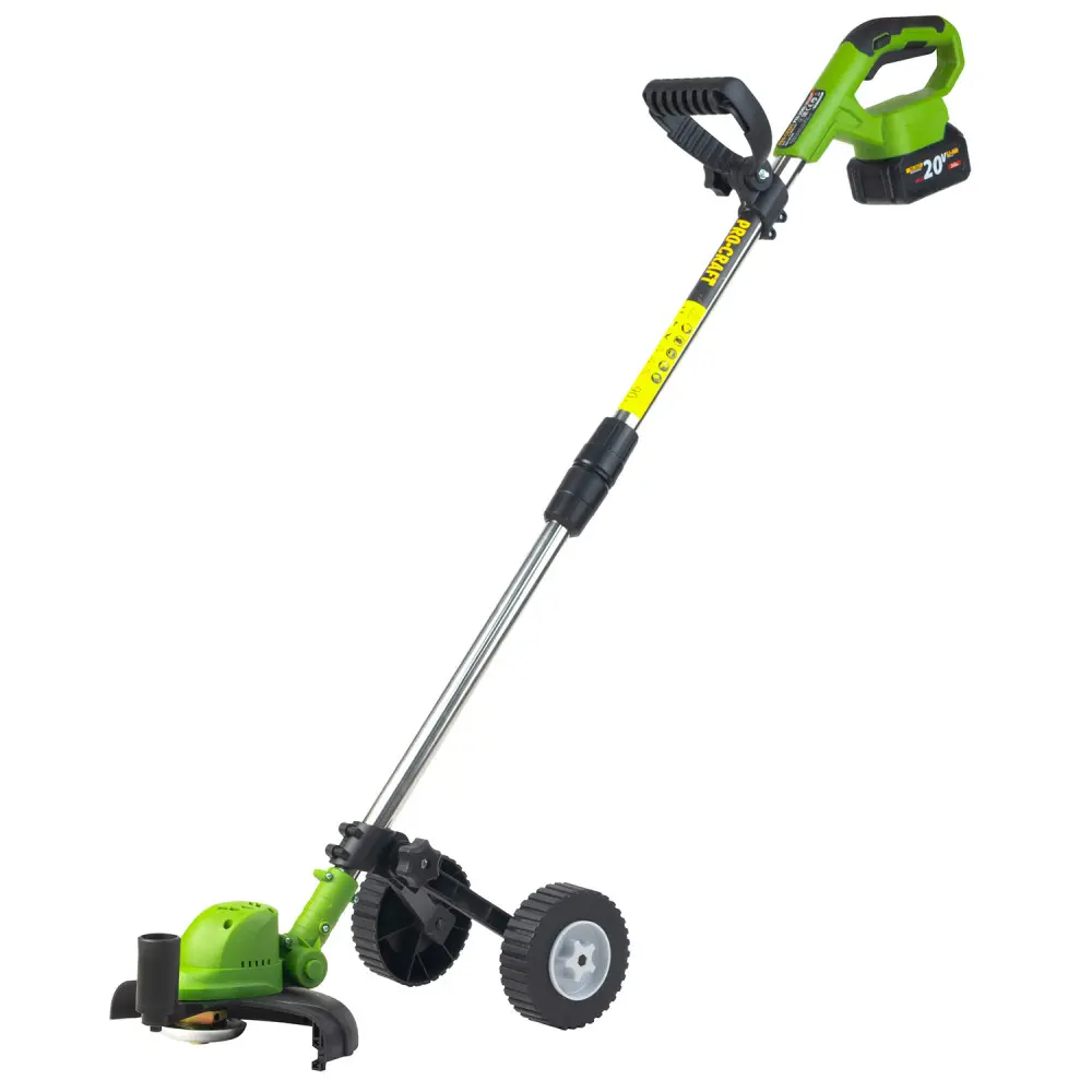 Коса-триммер аккумуляторная Procraft PTA25BL на колесах с катушкой и ножами с 1 аккумулятором и зарядным устройством