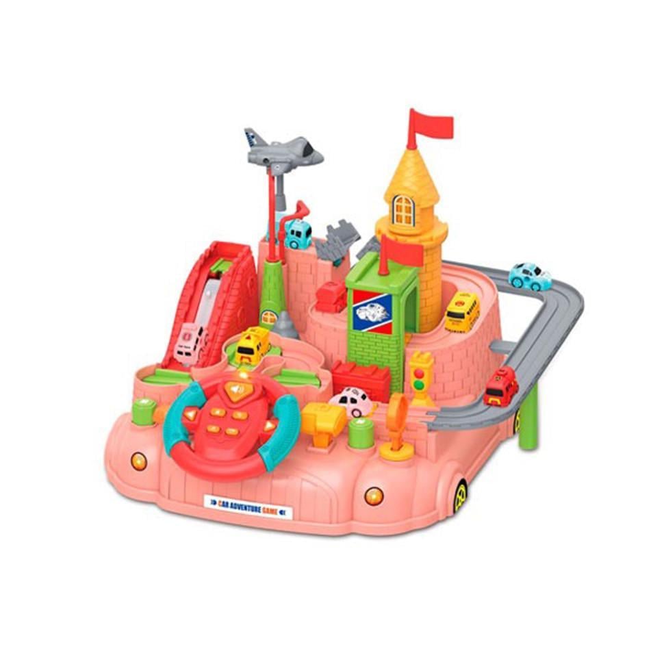 Детский игровой набор Гараж с рулем машинками и самолетом Bambi Розовый (IM-176-M-996)