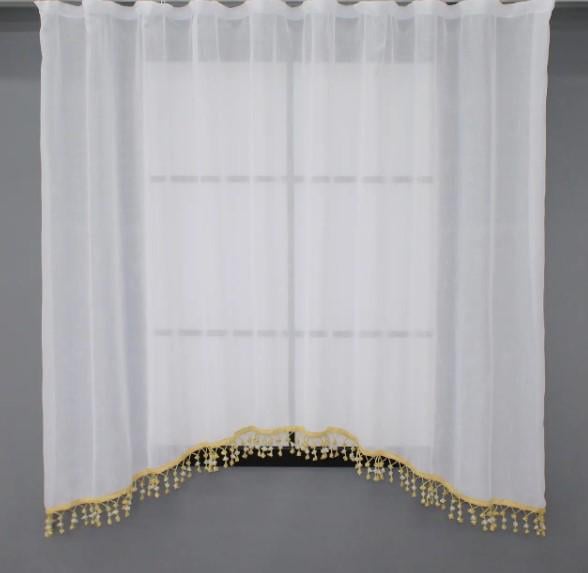 Гардин лен/бахрома 270х160 см Белый/Золотистый (000к 51-178)