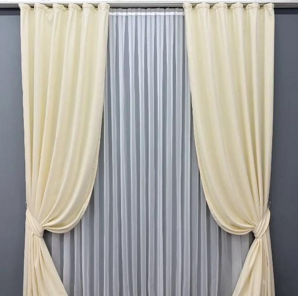 Комплект штор Petek YL микровелюр 1,5х2,95 м 2 шт. Кремовый (1704ш 33-0599)