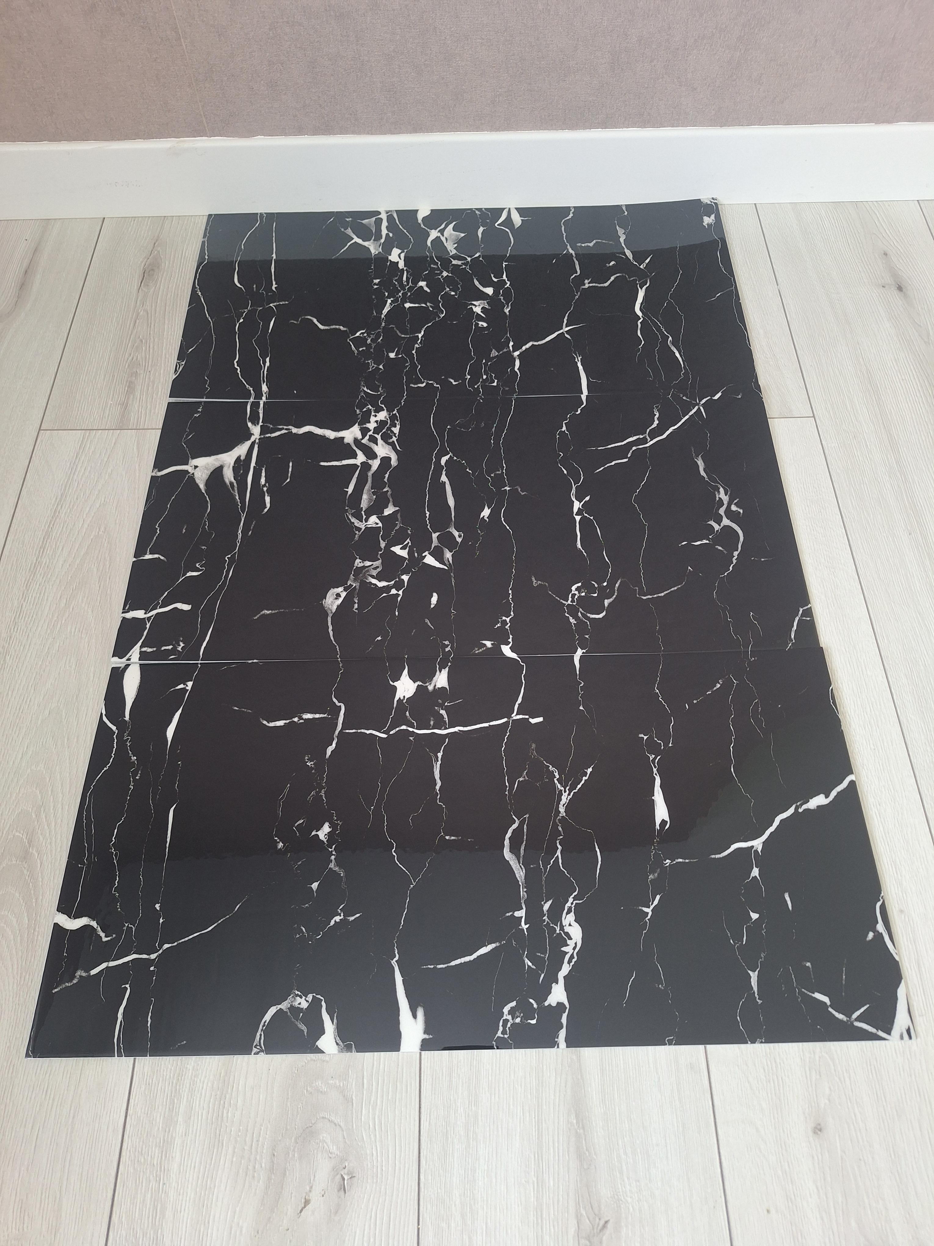 Плитка-самоклейка вінілова мармур 600х300х2 мм Чорний глянцевий (F011) - фото 2