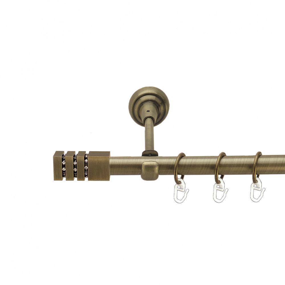 Карниз металлический Orvit Ацтека однорядный открытый/гладкая труба/кольцо металлическое Антик 19 мм 160 см (00-00013280)