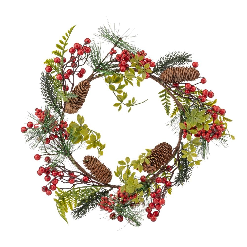 Венок рождественский Elisey Ягодный с листьями и шишками Бронзовый (ND-211-V-4)