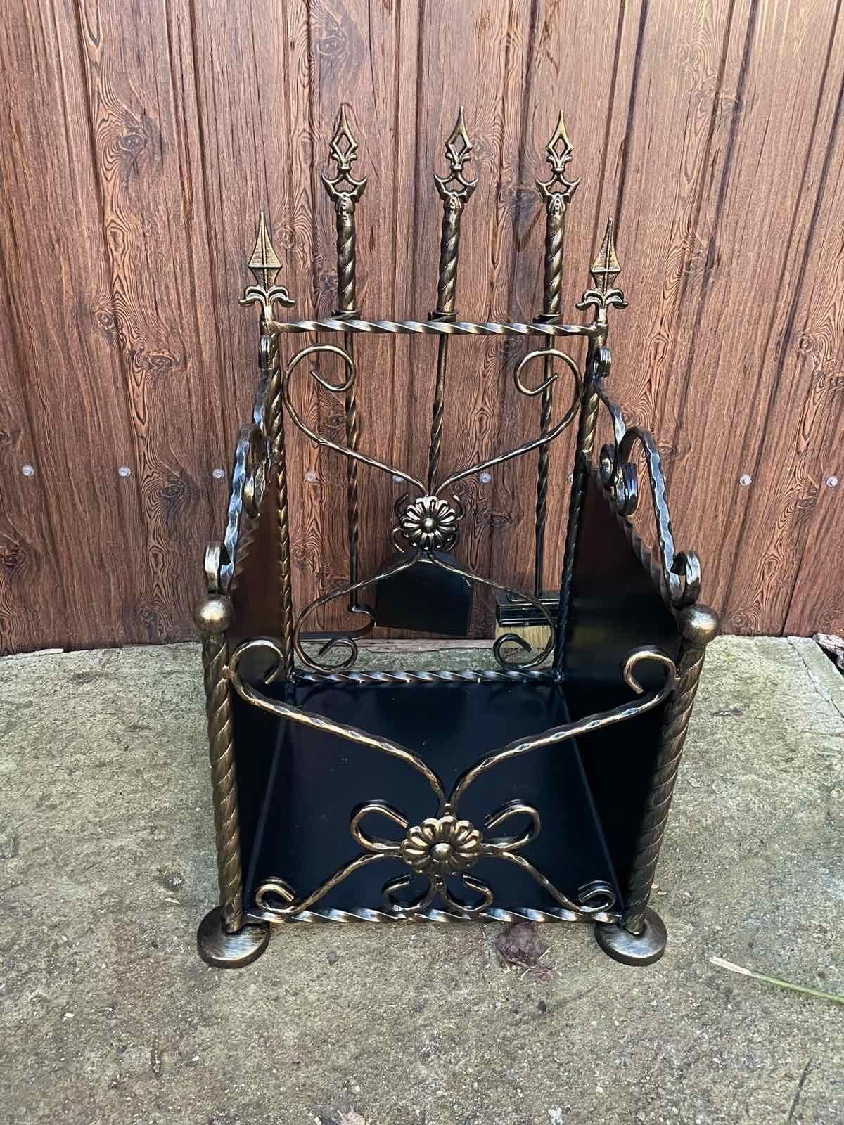 Набор для камина кованый с дровницей 35х35 см (Vi_0055)