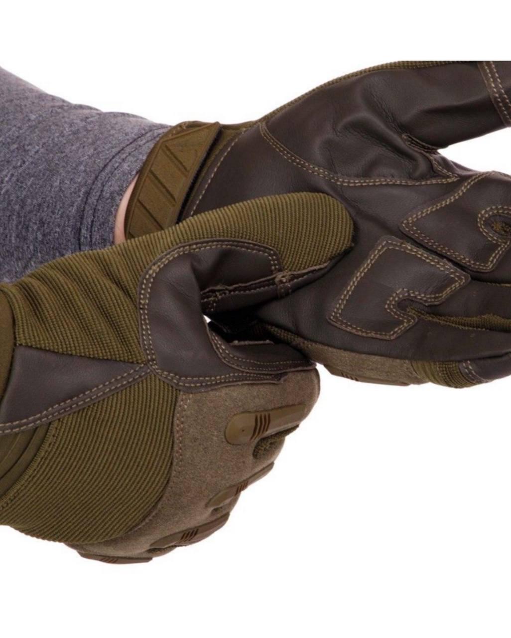 Рукавиці чоловічі повнопалі з пластиковими накладками XL Олива - фото 3 Рукавиці чоловічі повнопалі з пластиковими накладками XL Олива - фото 3