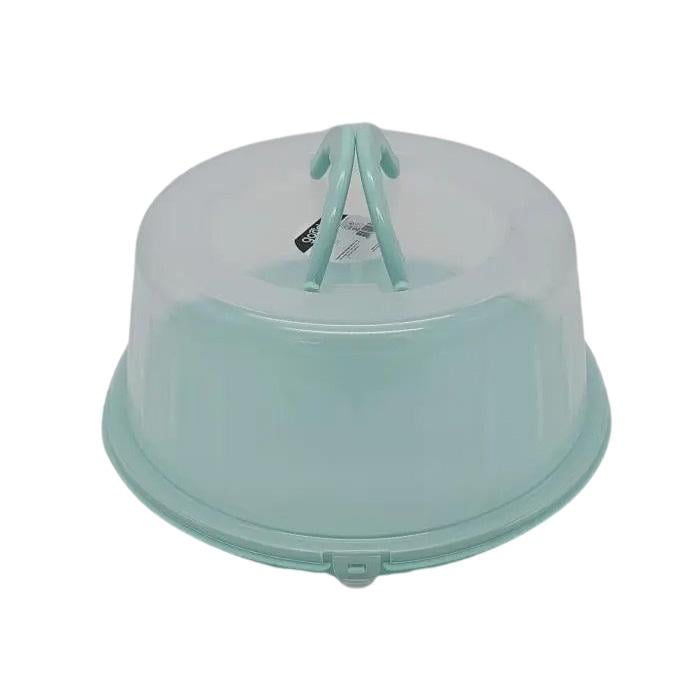 Тортівниця кругла Gondol Plastic G298 з прозорою кришкою на клямках пластикова D 32,5/25,5х12,8 см Зелений (25820567) - фото 3