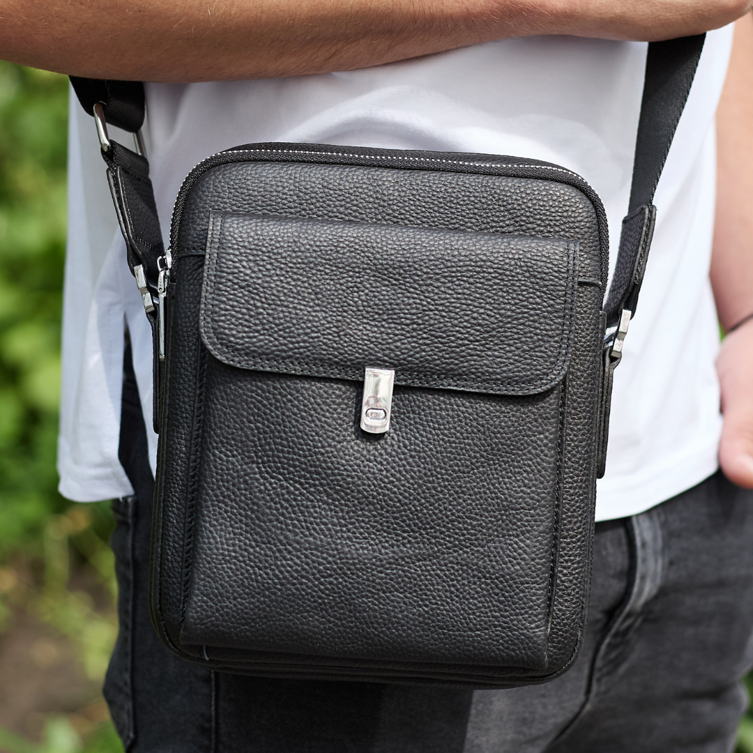 Барсетка мужская Tiding Bag из натуральной кожи 24х20х8 см Черный (38561)