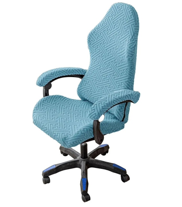 Чехол для игрового и офисного кресла из рельефного полиэстера с чехлами на подлокотники Синий (ЧДК-2)