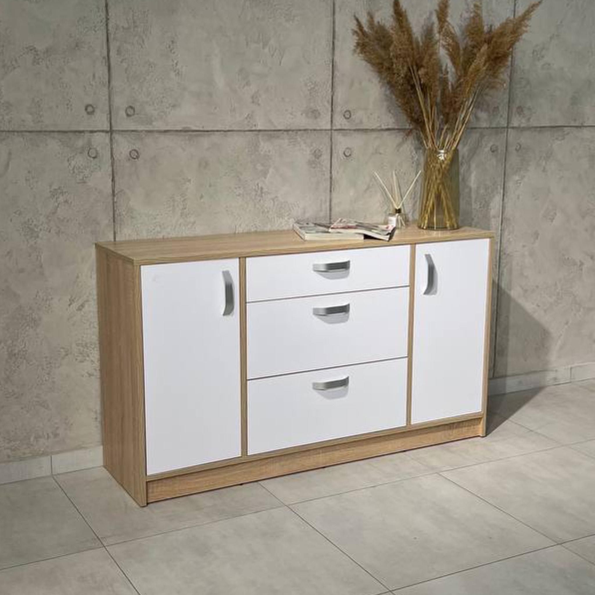 Комод для спальни с выдвижными ящиками и дверцами 140х80х40 см White (000048181) Комод для спальни с выдвижными ящиками и дверцами 140х80х40 см White (000048181)