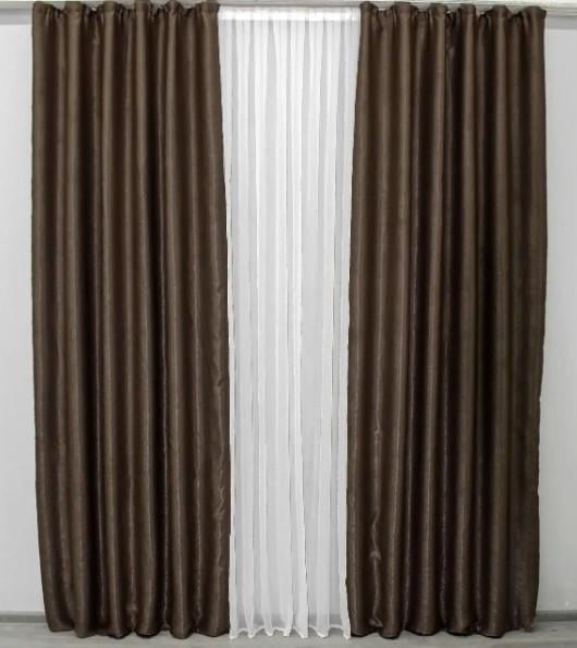 Комплект штор из ткани блекаут 1,5х2,7 м 2 шт. Коричневый (1166ш) Комплект штор из ткани блекаут 1,5х2,7 м 2 шт. Коричневый (1166ш)